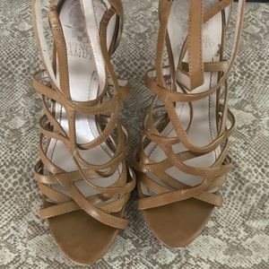 Vincent Camilo strapy tan leather shoes.